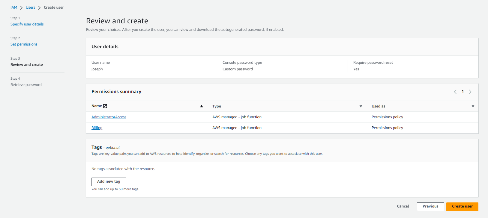 IAM password policy